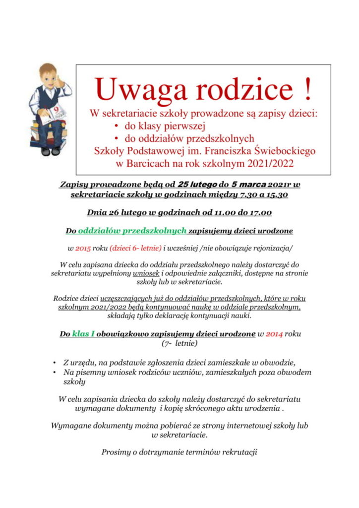 Rekrutacja Ogloszenie Parafia 2021 1